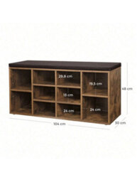 Songmics Vasagle Shoe Bench, Shoe Shelf, Shoe Rack, Storage Cabinet, 10 Compartments, With Cushion, For Entryway, 104 X 30 X 48 Cm - thumbnail 2