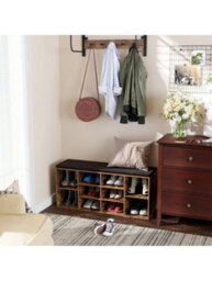 Songmics Vasagle Shoe Bench, Shoe Shelf, Shoe Rack, Storage Cabinet, 10 Compartments, With Cushion, For Entryway, 104 X 30 X 48 Cm - thumbnail 7