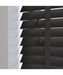 50mm Slat Black Real Wood Venetian Blind With Tapes 120Cm Drop 200Cm Wide