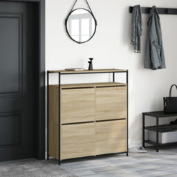Walplus Shoe Cabinet With 4 Flip-Drawers Sonoma Oak 100X34X112 Cm - thumbnail 3