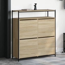 Walplus Shoe Cabinet With 4 Flip-Drawers Sonoma Oak 100X34X112 Cm - thumbnail 1