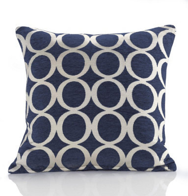 Luxury Living Oh Luxury Geometric Chenille Cushion Blue