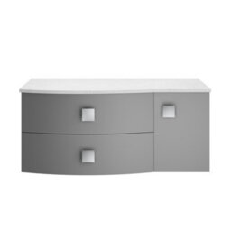 Balterley Gentleshaw Contemporary 2 Drawer Left-Hand Wall Hung Vanity Unit With White Marble Worktop, Dove Grey, 1012mm - thumbnail 1