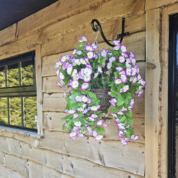 Best Artificial 75Cm Lilac & White Morning Glory Trailing Flowers With Rattan Wicker Hanging Baskets For Indoor Or Garden Use - thumbnail 3