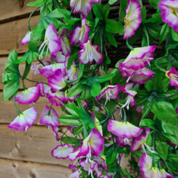Best Artificial 75Cm Lilac & White Morning Glory Trailing Flowers With Rattan Wicker Hanging Baskets For Indoor Or Garden Use - thumbnail 5
