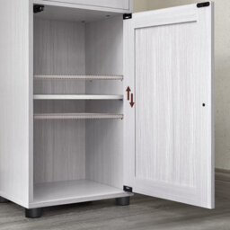 Songmics Tall Bathroom Cabinet Free Standing, Slim Bathroom Cupboard, With Open Shelf, Glass Door,space-Saving, Light Grey - thumbnail 6