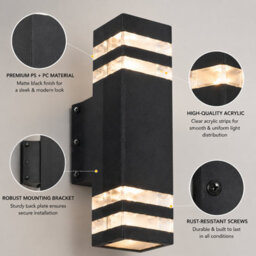 Shopnbits Up & Down Led Wall Light, Outdoor Waterproof Garden & Porch Light - thumbnail 2