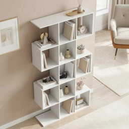 Bookshelf, 5-Tier S Shaped Bookcase, White Wood Effect - thumbnail 5