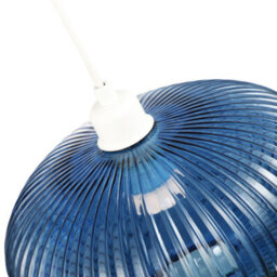 Happy Homewares Modern Designer Navy Midnight Blue Line Ribbed Glass Oval Pendant Lamp Shade - thumbnail 5