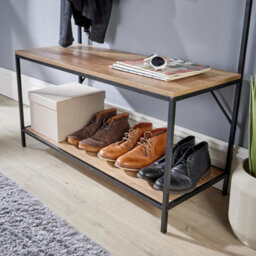 Home Source Oakmere Hallway Coat And Shoe Storage Bench Unit Weathered Oak Effect - thumbnail 4
