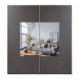 Arte Boston 203Cm Graphite Matt Sliding Wardrobe - Bold Mirrored Statement For Contemporary Homes - thumbnail 2