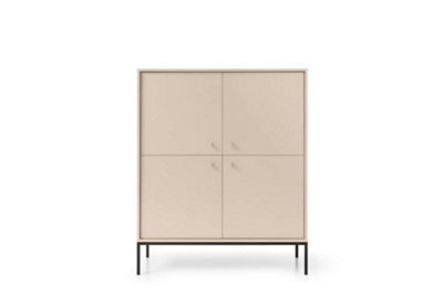Arte Stylish Mono Highboard Cabinet H1250mm W1040mm D390mm In Beige - Versatile Elegance For Your Home - image 1