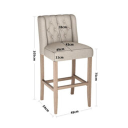 2X Beige Bar Stools Bar Chairs Kitchen Breakfast Dining Stools Island High Chair - thumbnail 2