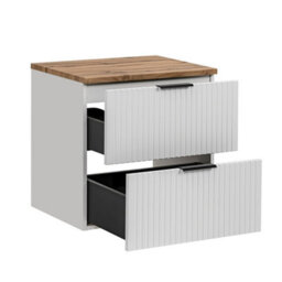 Impact Furniture Bathroom Cabinets Furniture Set 600mm Vanity Unit With Worktop Tallboy Tall Wall Storage White Ribbed Fluted Adel - thumbnail 7