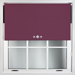 Furnished Thermal Blackout Roller Blinds With Triple Diamond Eyelets & Metal Fittings - Aubergine (W)95Cm (L)165Cm - thumbnail 1