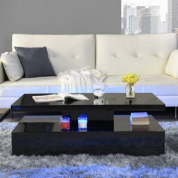Furniture in Fashion Quinton Glass Top High Gloss Coffee Table In Black With Led - thumbnail 3