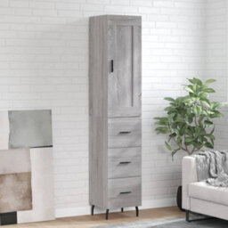 Berkfield Highboard Grey Sonoma 34.5X34X180 Cm Engineered Wood - thumbnail 1