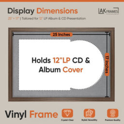 "AK Frames 25X17"" Walnut Sleek Vinyl Record Frame With Mid Grey Mount For 12 Inch Lp Cover & Disc - Overlapped Design" - thumbnail 2