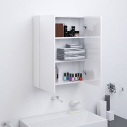Berkfield Bathroom Mirror Cabinet 60X15X75 Cm Mdf Shining White