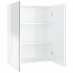 Berkfield Bathroom Mirror Cabinet 60X15X75 Cm Mdf Shining White - thumbnail 2
