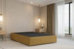 "Nexus Tuscany Mustard Plush Divan Bed Base 2 Drawers Same Side With 26"" Strutted Headboard 3' Single" - thumbnail 5