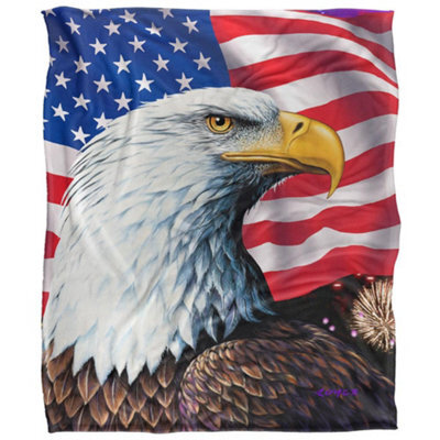 Royce Mcclure Rockets Red Glare Silky American Flag Supersoft Blanket Multicoloured (152Cm X 127Cm) - image 1