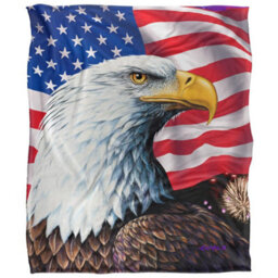 Royce Mcclure Rockets Red Glare Silky American Flag Supersoft Blanket Multicoloured (152Cm X 127Cm) - thumbnail 1