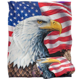 Royce Mcclure Rockets Red Glare Silky American Flag Supersoft Blanket Multicoloured (152Cm X 127Cm) - thumbnail 2