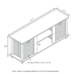 Walplus Furinno Econ Entertainment Center W/storage Bins, French Oak Grey/black/black - thumbnail 5
