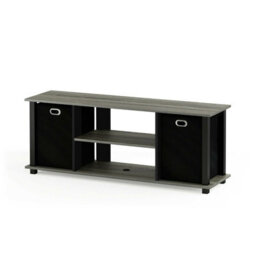 Walplus Furinno Econ Entertainment Center W/storage Bins, French Oak Grey/black/black - thumbnail 3