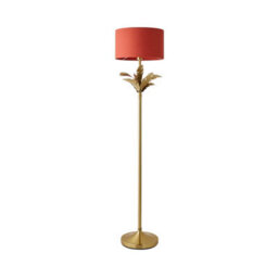 Valuelights Christina Rust Red Drum Shade Gold Palm Leaf Single Stem Floor Lamp And Bulb - thumbnail 7