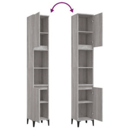 Berkfield Bathroom Cabinet Grey Sonoma 30X30X190 Cm Engineered Wood - thumbnail 9