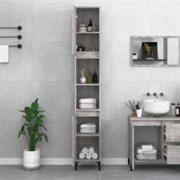 Berkfield Bathroom Cabinet Grey Sonoma 30X30X190 Cm Engineered Wood - thumbnail 3
