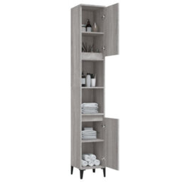 Berkfield Bathroom Cabinet Grey Sonoma 30X30X190 Cm Engineered Wood - thumbnail 4