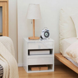 Homcom Floating Nightstands Set Of 2, Bedside Table W/ Drawer And Open Shelf - thumbnail 8