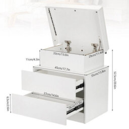 White 2Drawer High Gloss Bedside Table Cabinet Led Rgb Light Storage Nightstand - thumbnail 4