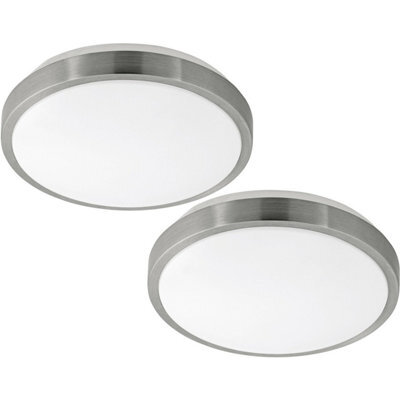 Modern 2-Pack Wall Flush Ceiling Light With White Shade And Satin Nickel Finish - image 1
