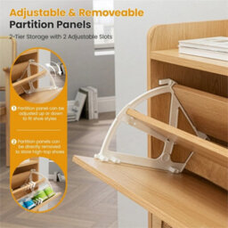 Rattan Shoe Storage Cabinet & 2 Flip Drawers Wooden Shoe Organiser For Hallway - thumbnail 3
