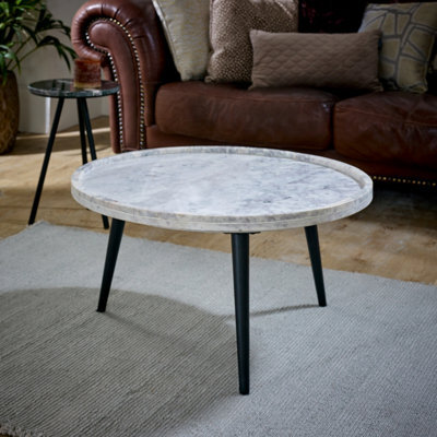 Royal Coffee Table With Marble Top And Metal Legs - image 1