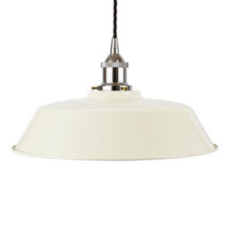 Clay White Chancery Painted Dome Pendant Light With Nickel Lamp Holder And Black Twisted Cable - Se Home - thumbnail 1