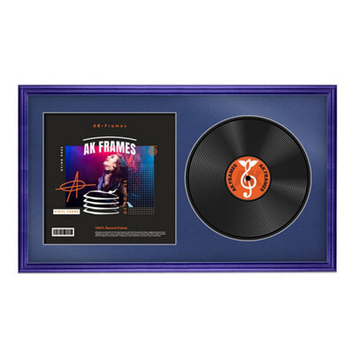"30X17"" Purple Classic Vinyl Record Frame With Blue Mount For 12 Inch Lp Album Cover & Disc - Ak Frames" - image 1