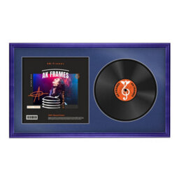 "30X17"" Purple Classic Vinyl Record Frame With Blue Mount For 12 Inch Lp Album Cover & Disc - Ak Frames" - thumbnail 1