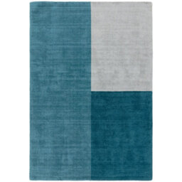 Teal Geometric Handmade Luxurious Modern Wool Rug Easy To Clean Living Room And Bedroom-160Cm X 230Cm - thumbnail 6