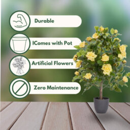 Smart Garden 80Cm Artificial Rose Tree In Potted Plant - Yellow Roses - thumbnail 8