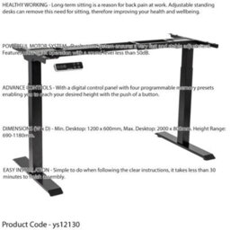 Loops Ergonomic Electric Height Adjustable Desk Frame In Black For A Healthy Work Environment - thumbnail 2
