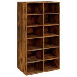 Vidaxl Shoe Rack Smoked Oak 54X34X100.5 Cm Engineered Wood - thumbnail 2