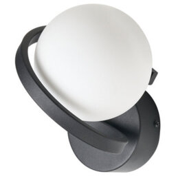 Beliani Wall Lamp Black Metal Base With Frosted Glass Shade, Minimalist Spherical Design, W11 X D16 X H20Cm - thumbnail 3