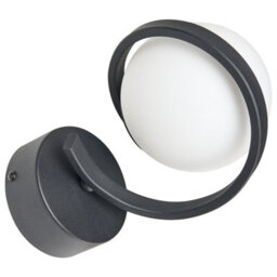Beliani Wall Lamp Black Metal Base With Frosted Glass Shade, Minimalist Spherical Design, W11 X D16 X H20Cm - thumbnail 4