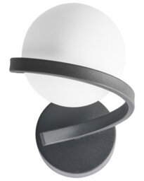 Beliani Wall Lamp Black Metal Base With Frosted Glass Shade, Minimalist Spherical Design, W11 X D16 X H20Cm - thumbnail 2