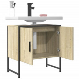 Berkfield Bathroom Sink Cabinet Sonoma Oak 60X33X60 Cm Engineered Wood - thumbnail 4